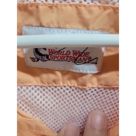 World Wide Sportsman Orange Button Front Short Sleeve Shirt Men's Size L - Picture 8 of 8
